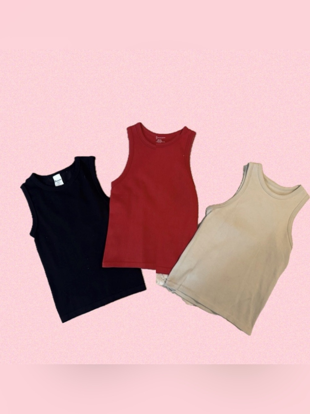No Boundaries Kids Ribbed Tank Tops - Black, Red, Tan